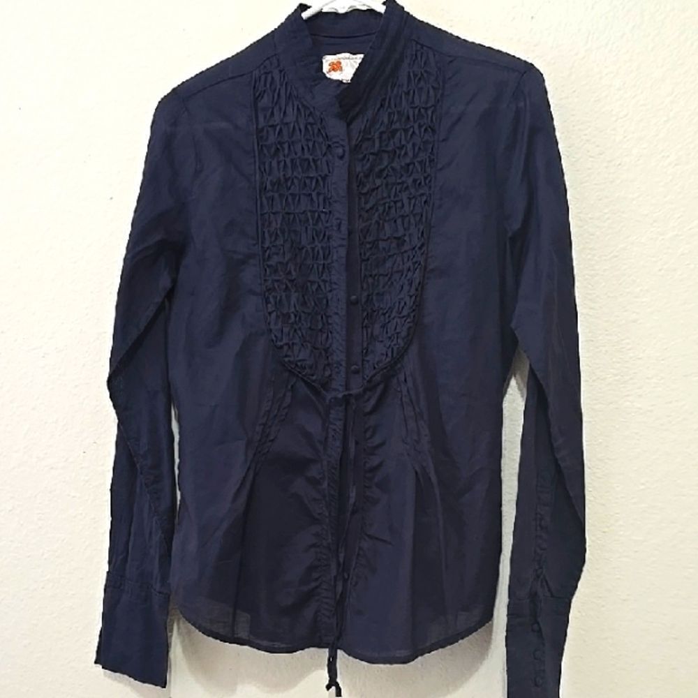 Twill Twenty‎ Two Deep Blue Cotton Blouse L